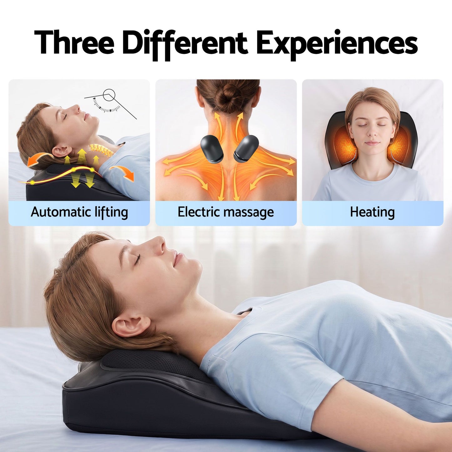 Livemor Back Massager Pillow with Heat & Traction, Neck, Shoulder Ergonomic Backrest for Office Chair & Lumbar Support- Large
