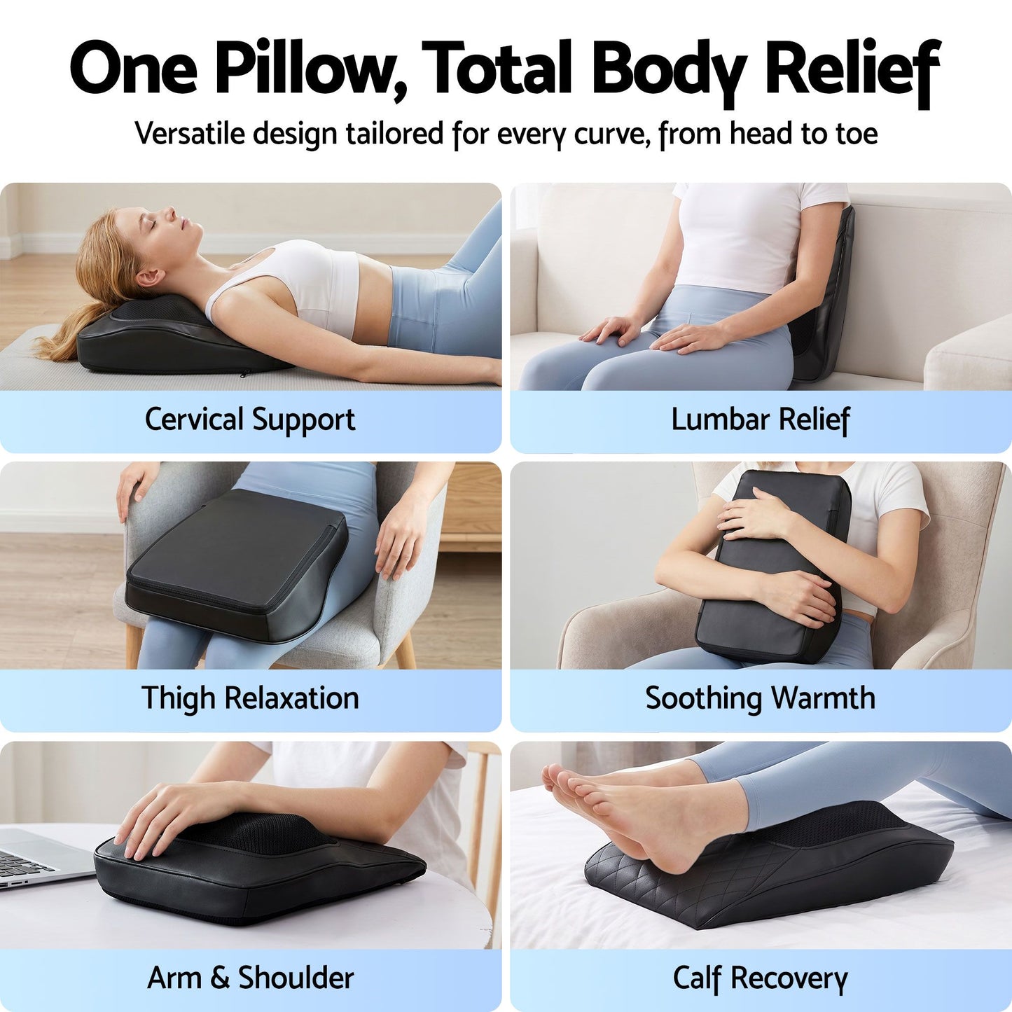 Livemor Back Massager Pillow with Heat & Traction, Neck, Shoulder Ergonomic Backrest for Office Chair & Lumbar Support- Large