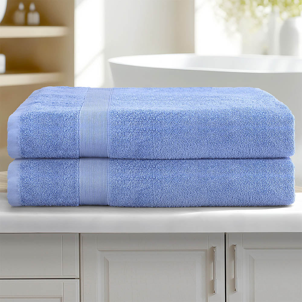 Large Bath Sheet Towels - Blue- Set of Two