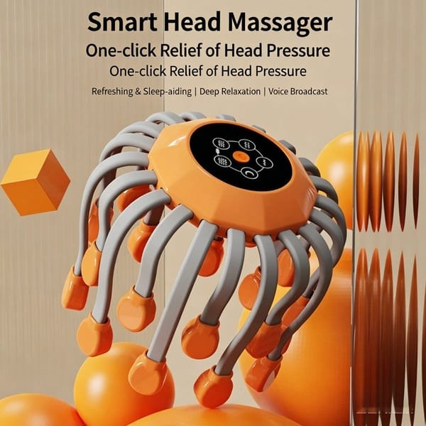 Grrvtrz Scalp Massager Motorized with 20 Individual Massage Nodes. Orange or Black