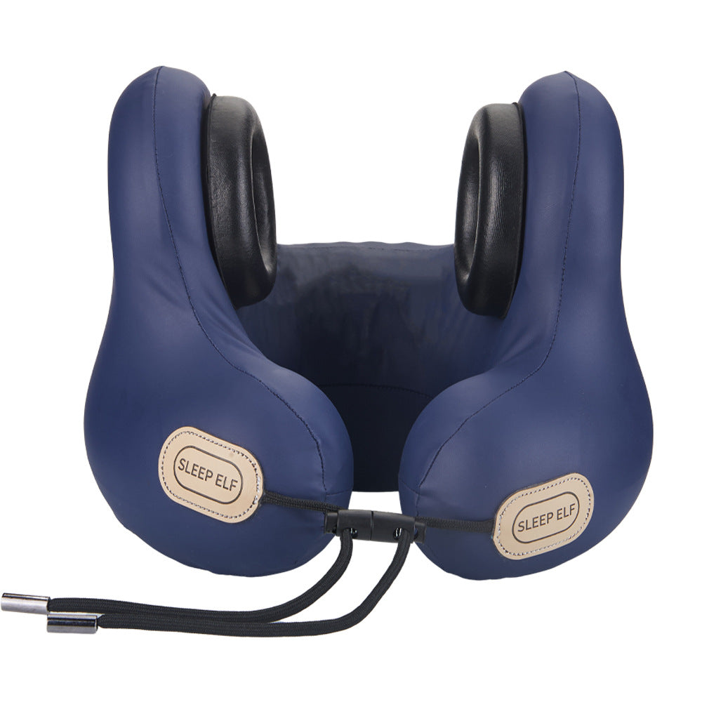 Smart Neck Pillow with Dual Noise Reduction, HIFI Bluetooth Music & Graphene Heating - Sleep Elf" Travel Pillow (Navy blue)