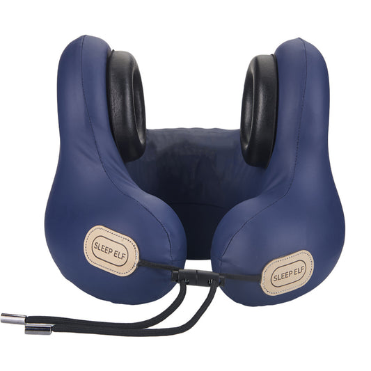 Smart Neck Pillow with Dual Noise Reduction, HIFI Bluetooth Music & Graphene Heating - Sleep Elf" Travel Pillow (Navy blue)