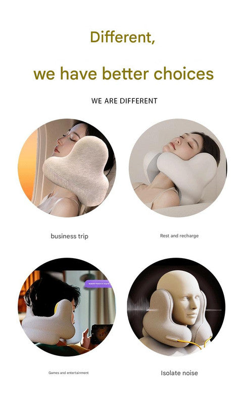 Smart Neck Pillow with Dual Noise Reduction, HIFI Bluetooth Music & Graphene Heating - Sleep Elf" Travel Pillow (Navy blue)