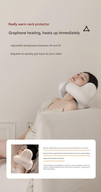 Smart Neck Pillow with Dual Noise Reduction, HIFI Bluetooth Music & Graphene Heating - Sleep Elf" Travel Pillow (Navy blue)